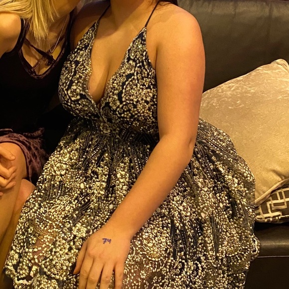 Yaya & co. Navy, White and Gold Dress - Picture 2 of 2